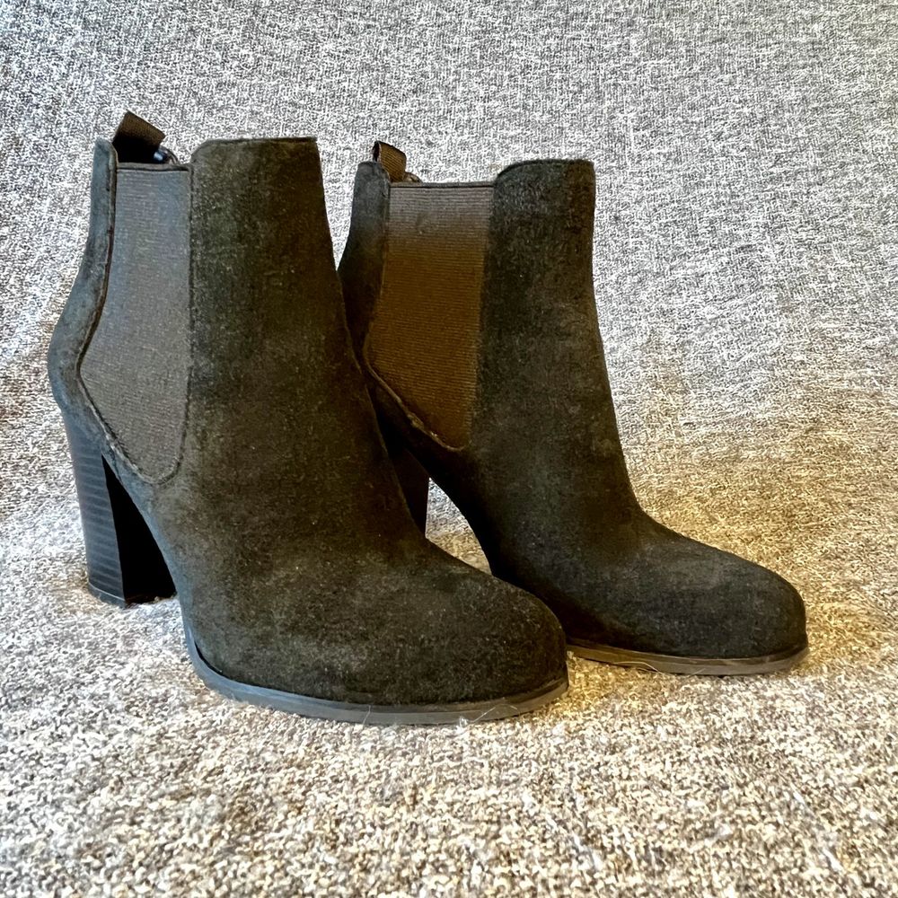 Michael Kors Womens 6 Shoes Black Boots 3" Heel Suede Leather